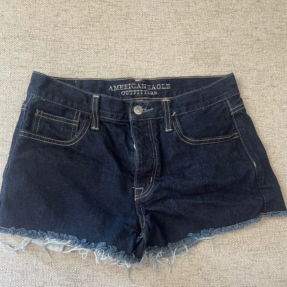 Dark wash denim shorts